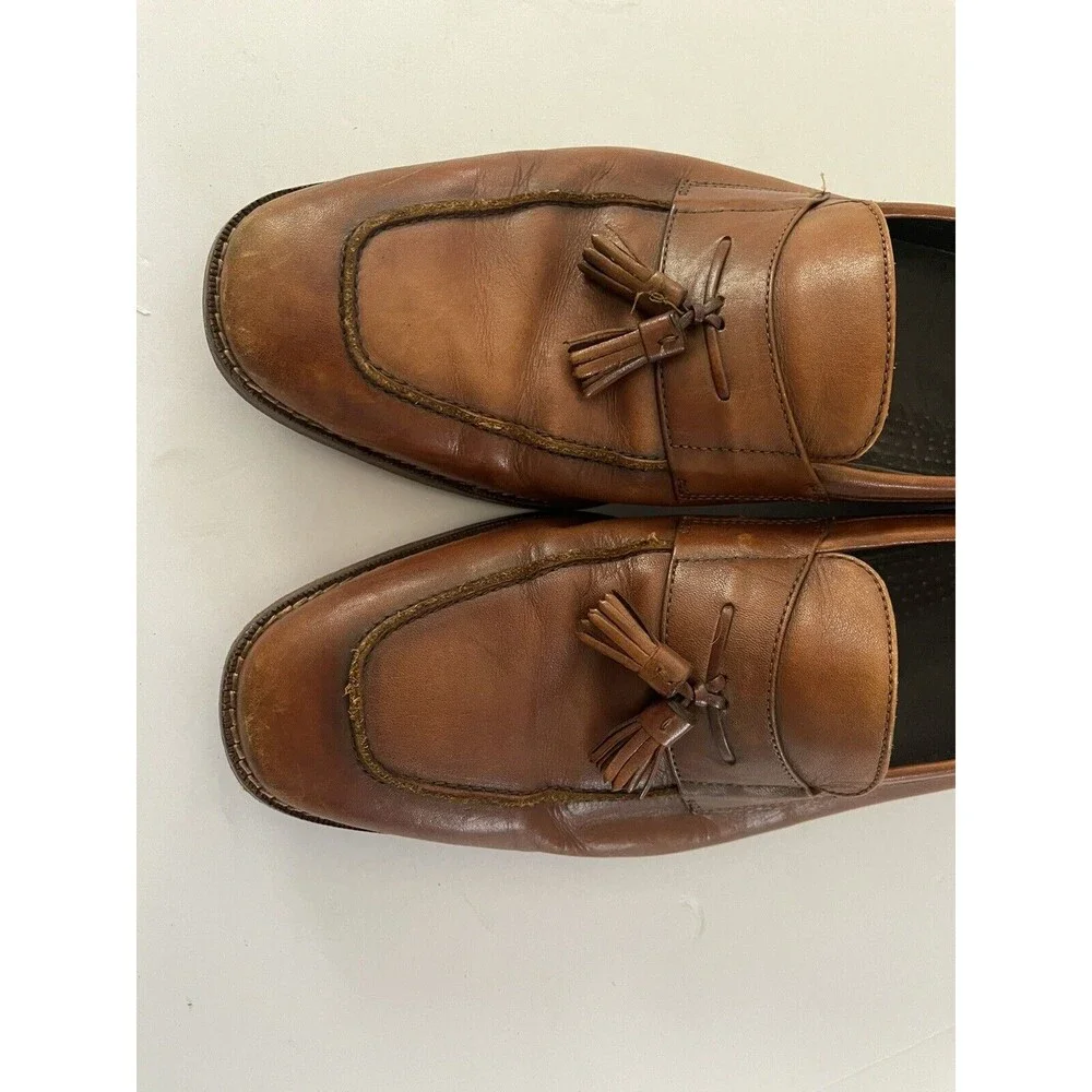Cole Haan Men's Shoes Brown 11.5M‎ Leather Tassel Slip Apron Toe Casual Loafers
